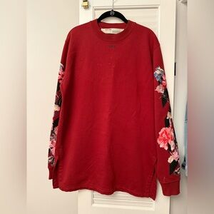 Authentic Red Floral Sleeve Sweatshirt - OFF White